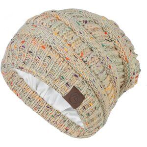 Satin Lined Knit Beanie Hats for Women Men Thick Warm Unisex Slouchy Winter Cap